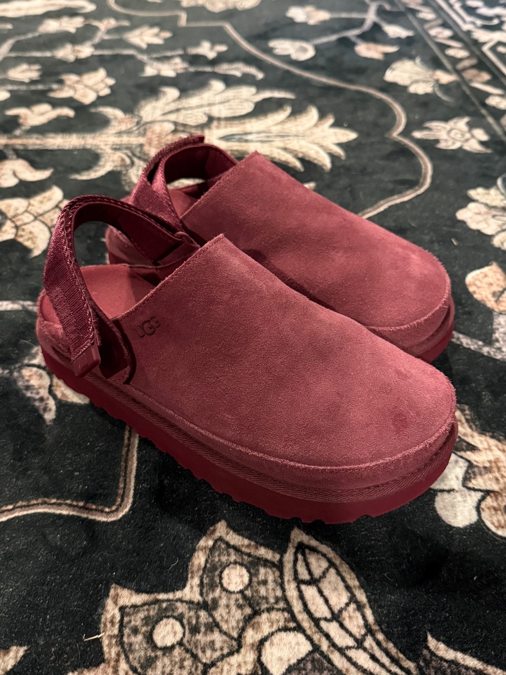 UGG Women's Burgundy Suede Slingback Clog